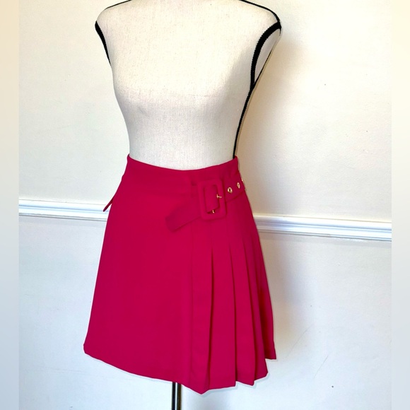 Pink striped bodysuit & pink Pleated Skirt with Belt - Picture 5 of 5